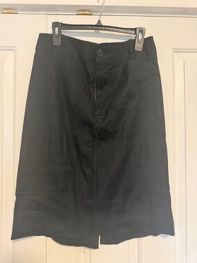 Anthropologie Maeve  Black Front-Slit Midi Skirt